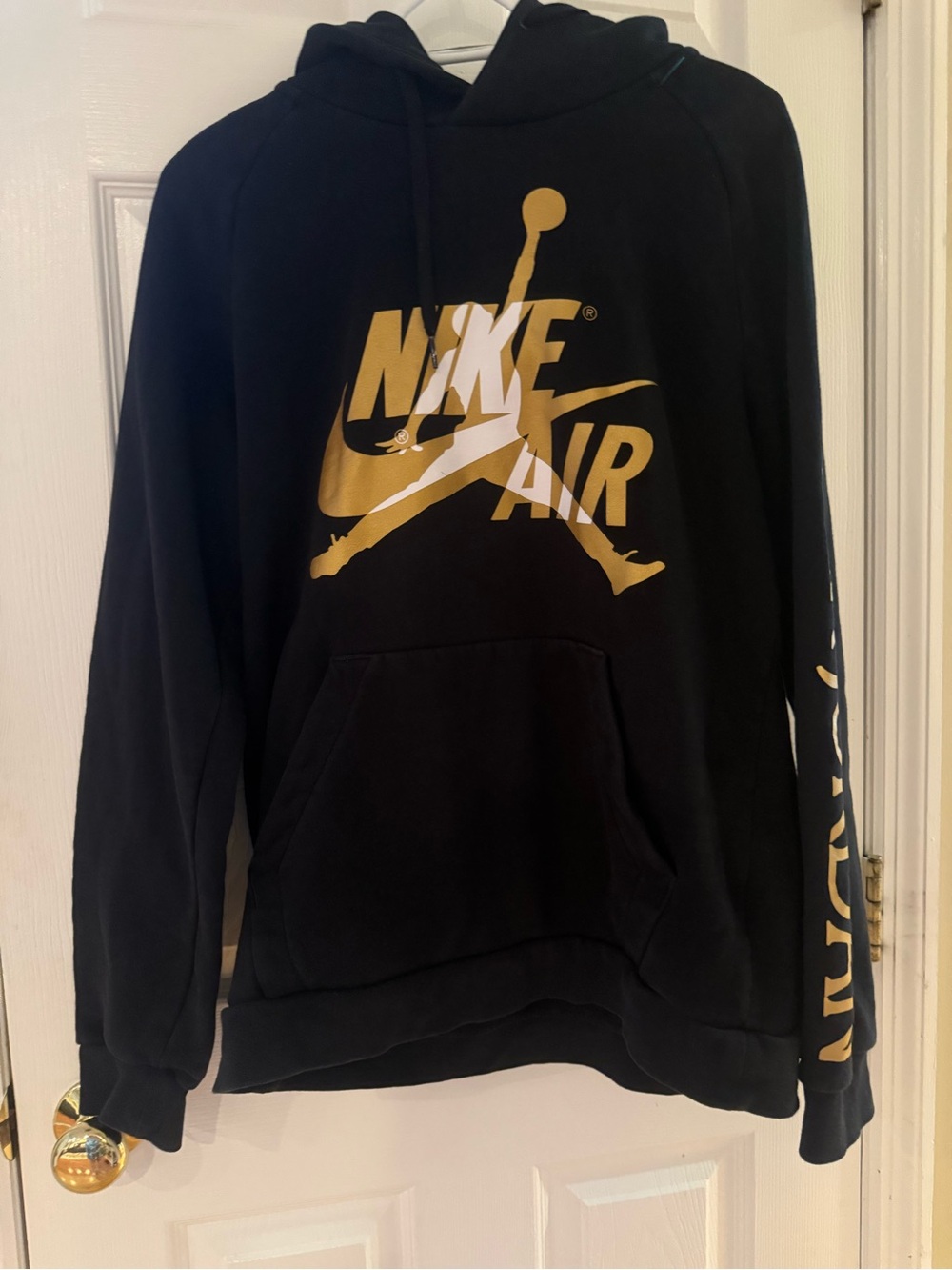 Jordan Men's Black Hoodie with Gold Jumpman Logo